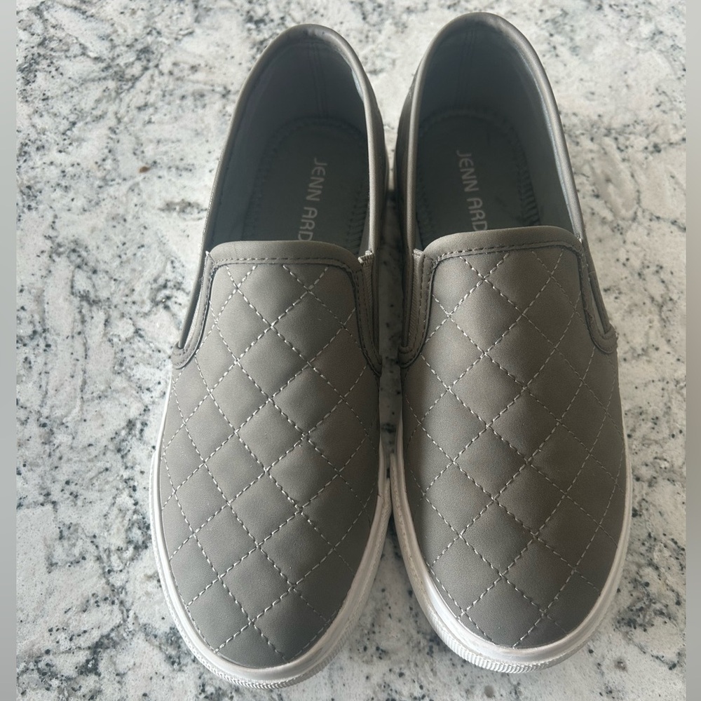 Jenn Ardor Quilted Gray Slip-Ons